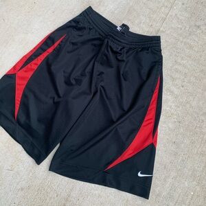 Y2K 2000s black and red baggy Nike basketball shorts